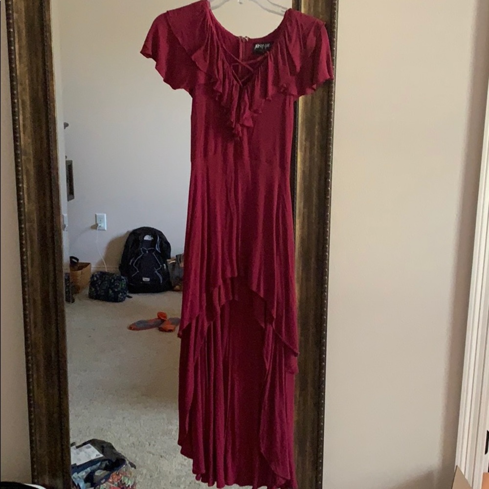 High low cranberry dress - Nasty Gal brand.